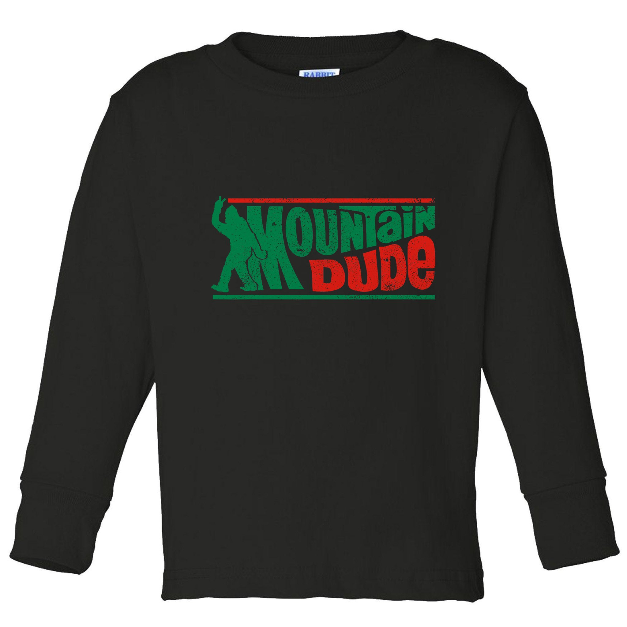 Mountain Dude Funny Bigfoot Sasquatch Rock On Hiking Vintage Toddler Long Sleeve Shirt
