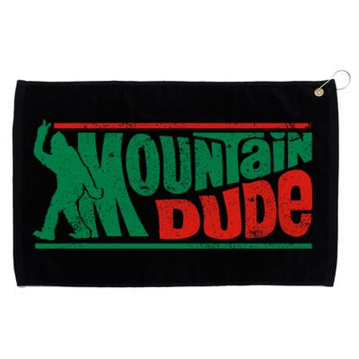 Mountain Dude Funny Bigfoot Sasquatch Rock On Hiking Vintage Grommeted Golf Towel