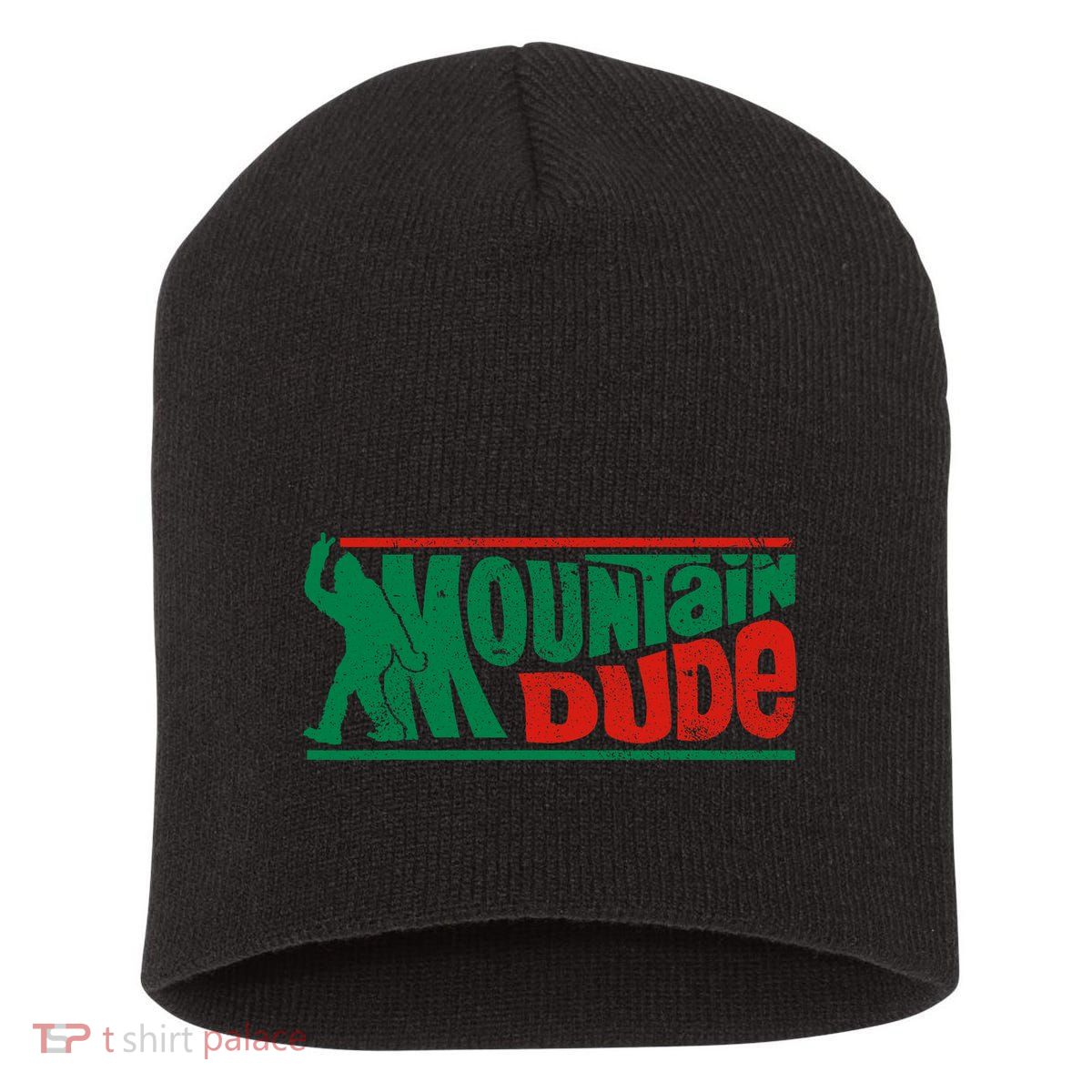 Mountain Dude Funny Bigfoot Sasquatch Rock On Hiking Vintage Short Acrylic Beanie