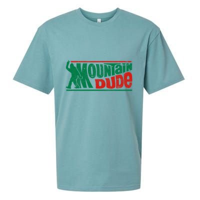 Mountain Dude Funny Bigfoot Sasquatch Rock On Hiking Vintage Sueded Cloud Jersey T-Shirt