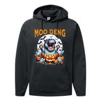 Moo Deng Funny Hippo Baby Pigmy Hippo Halloween Moo Deng Performance Fleece Hoodie