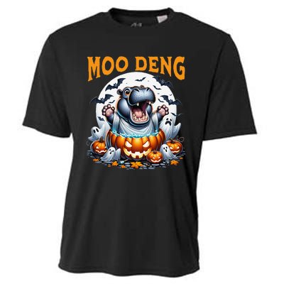 Moo Deng Funny Hippo Baby Pigmy Hippo Halloween Moo Deng Cooling Performance Crew T-Shirt