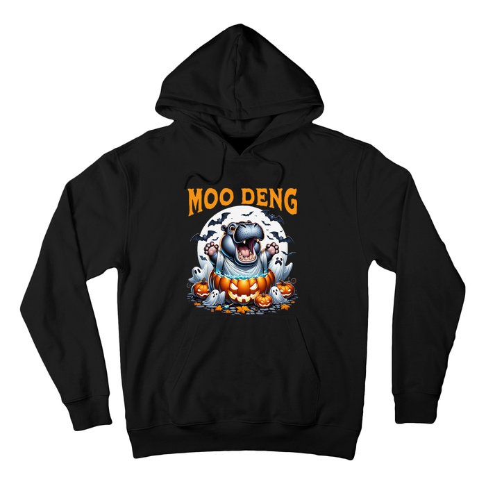 Moo Deng Funny Hippo Baby Pigmy Hippo Halloween Moo Deng Hoodie