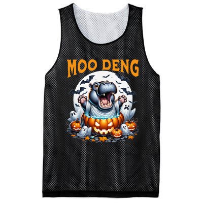 Moo Deng Funny Hippo Baby Pigmy Hippo Halloween Moo Deng Mesh Reversible Basketball Jersey Tank