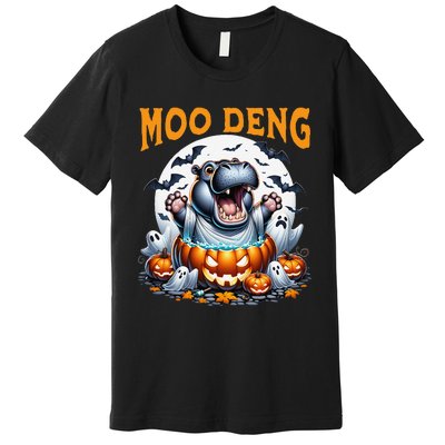 Moo Deng Funny Hippo Baby Pigmy Hippo Halloween Moo Deng Premium T-Shirt