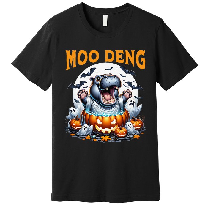 Moo Deng Funny Hippo Baby Pigmy Hippo Halloween Moo Deng Premium T-Shirt