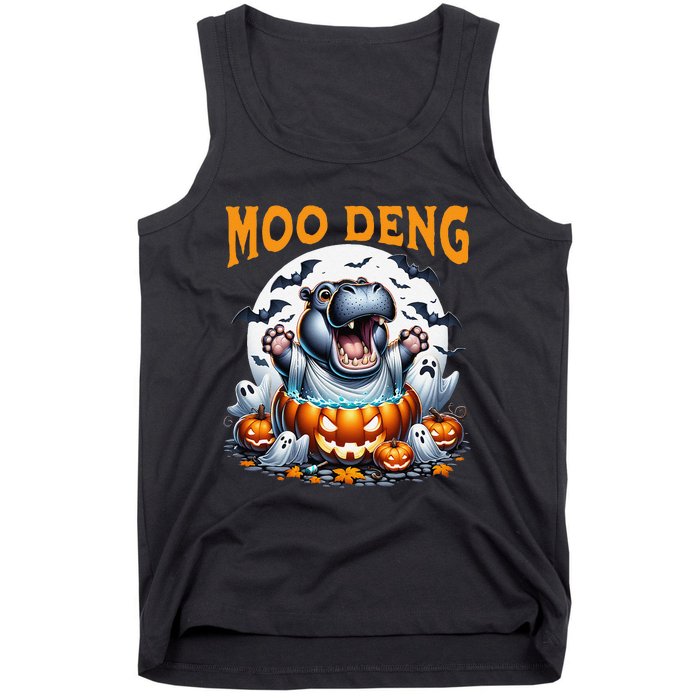 Moo Deng Funny Hippo Baby Pigmy Hippo Halloween Moo Deng Tank Top