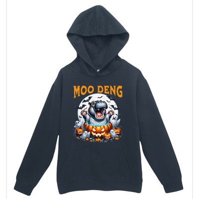 Moo Deng Funny Hippo Baby Pigmy Hippo Halloween Moo Deng Urban Pullover Hoodie