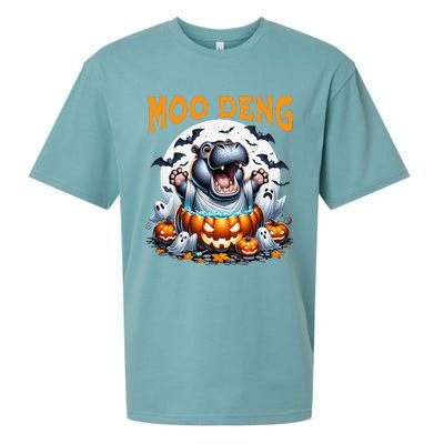 Moo Deng Funny Hippo Baby Pigmy Hippo Halloween Moo Deng Sueded Cloud Jersey T-Shirt