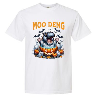 Moo Deng Funny Hippo Baby Pigmy Hippo Halloween Moo Deng Garment-Dyed Heavyweight T-Shirt