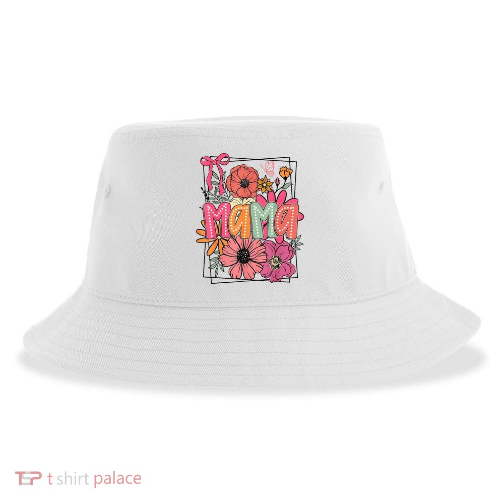 Mother'S Day Floral Mama Coquette Bow Mama Flower Girl Sustainable Bucket Hat