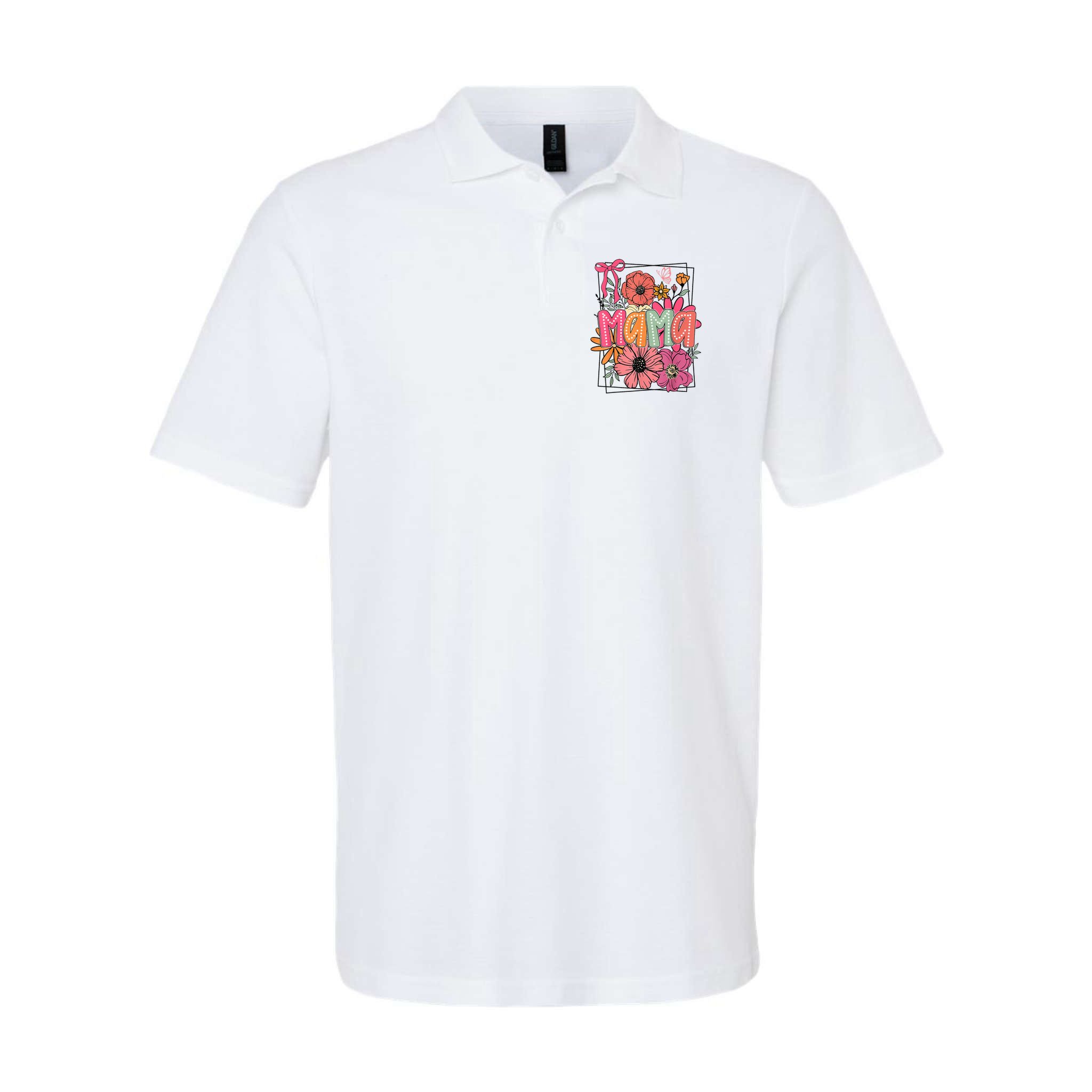 Mother'S Day Floral Mama Coquette Bow Mama Flower Girl Polo