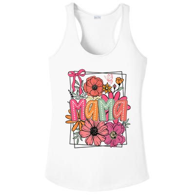 Mother'S Day Floral Mama Coquette Bow Mama Flower Girl Ladies PosiCharge Competitor Racerback Tank