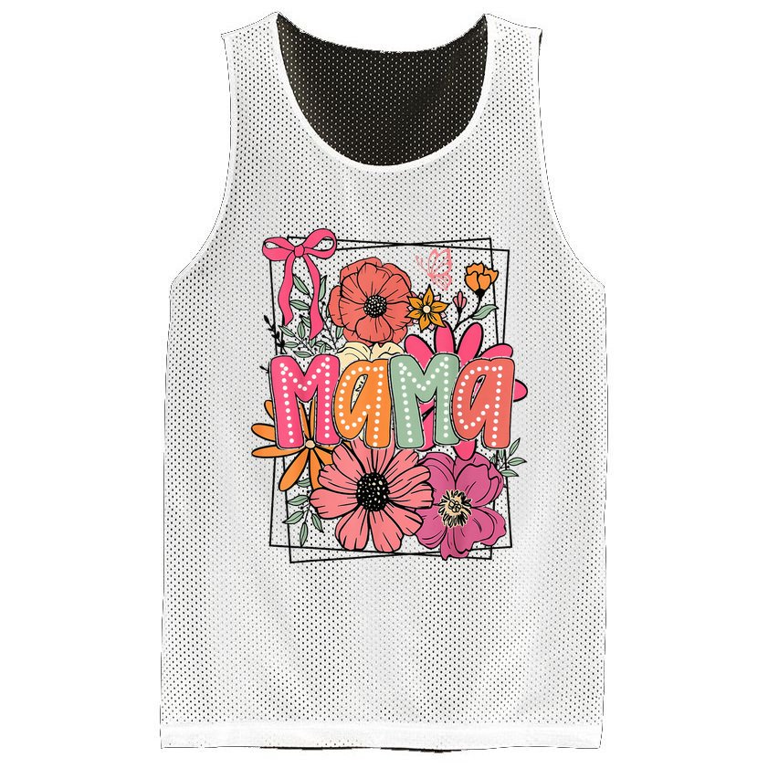 Mother'S Day Floral Mama Coquette Bow Mama Flower Girl Mesh Reversible Basketball Jersey Tank