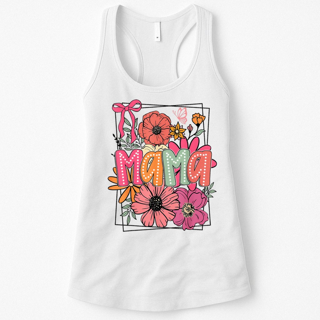 Mother'S Day Floral Mama Coquette Bow Mama Flower Girl Womens Tank Top