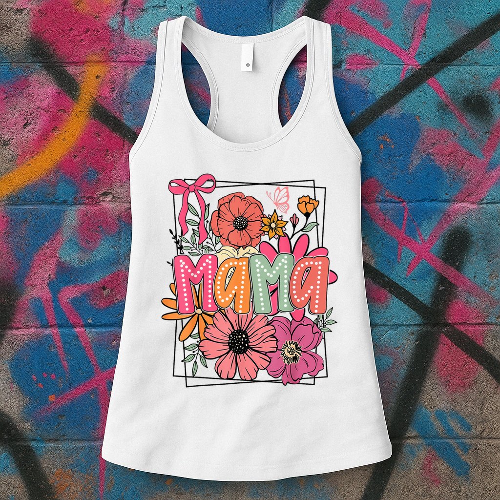 Mother'S Day Floral Mama Coquette Bow Mama Flower Girl Womens Tank Top