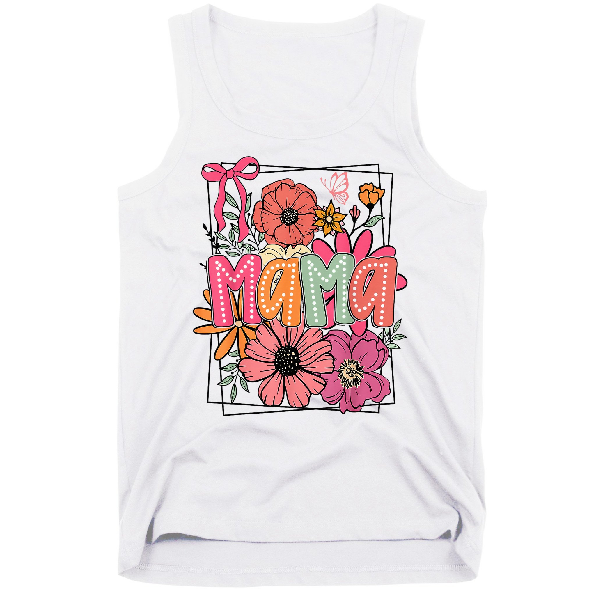Mother'S Day Floral Mama Coquette Bow Mama Flower Girl Tank Top