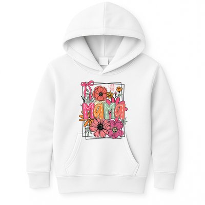 Mother'S Day Floral Mama Coquette Bow Mama Flower Girl Kids Hoodie