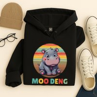 Moo Deng Funny Hippopotamus Apparel Baby Hippo Meme Hoodie