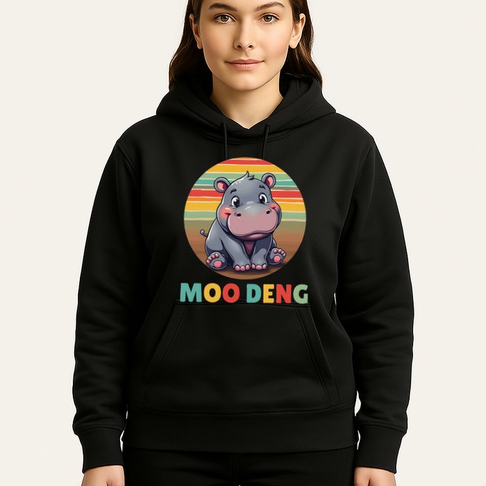 Moo Deng Funny Hippopotamus Apparel Baby Hippo Meme Hoodie