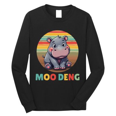 Moo Deng Funny Hippopotamus Apparel Baby Hippo Meme Long Sleeve Shirt