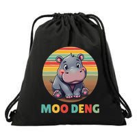 Moo Deng Funny Hippopotamus Apparel Baby Hippo Meme Drawstring Bag