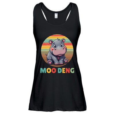 Moo Deng Funny Hippopotamus Apparel Baby Hippo Meme Ladies Essential Flowy Tank