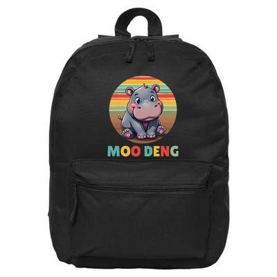 Moo Deng Funny Hippopotamus Apparel Baby Hippo Meme 16 in Basic Backpack