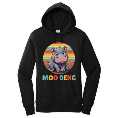 Moo Deng Funny Hippopotamus Apparel Baby Hippo Meme Women's Pullover Hoodie