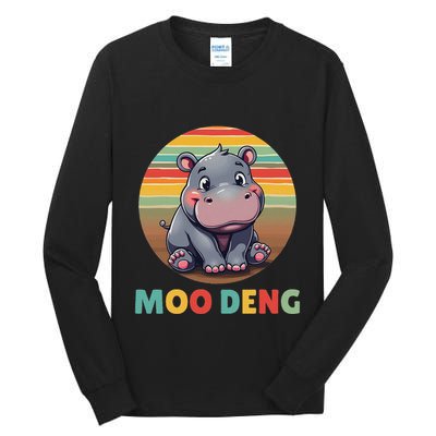 Moo Deng Funny Hippopotamus Apparel Baby Hippo Meme Tall Long Sleeve T-Shirt