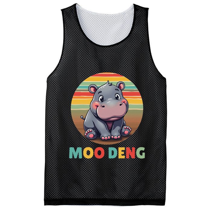 Moo Deng Funny Hippopotamus Apparel Baby Hippo Meme Mesh Reversible Basketball Jersey Tank