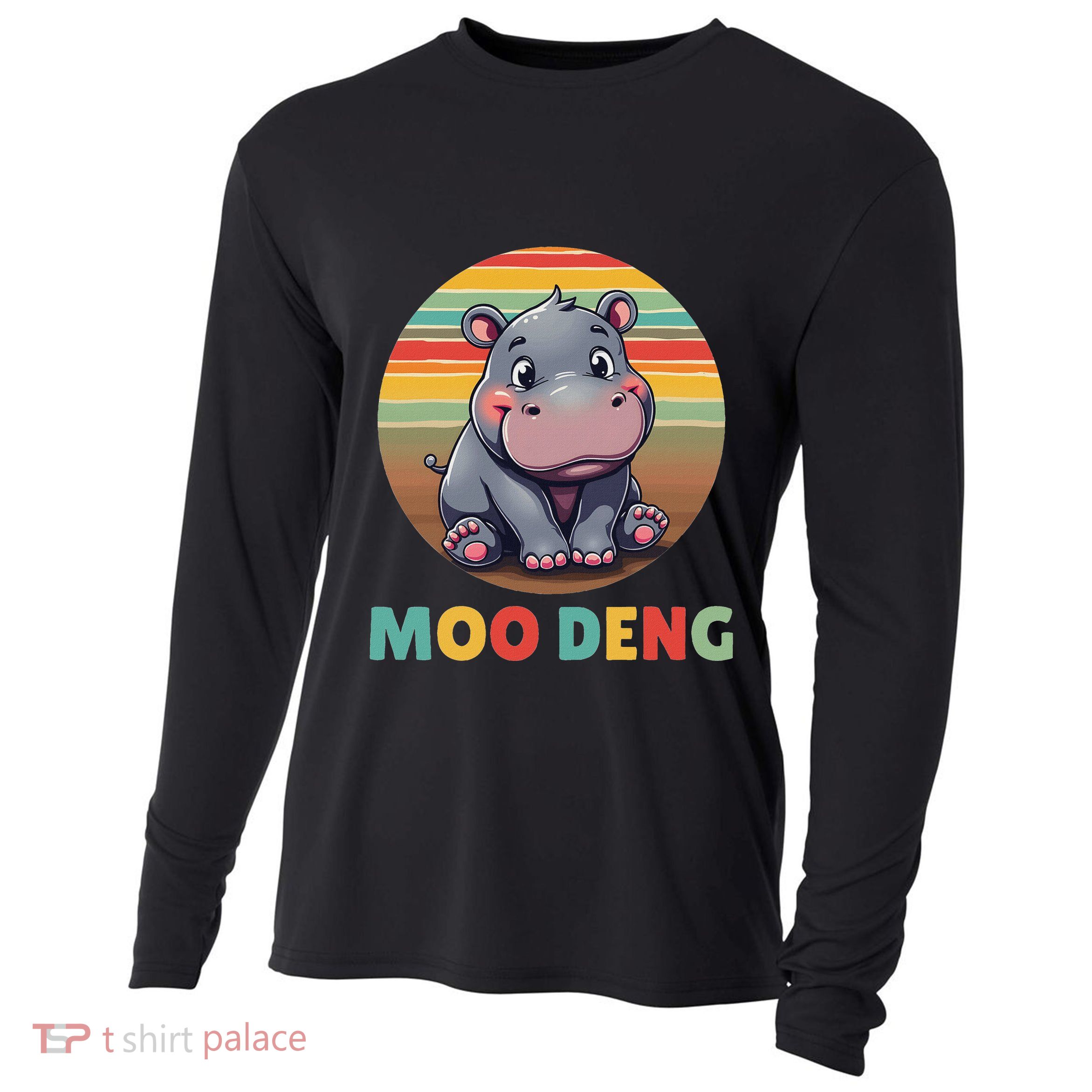 Moo Deng Funny Hippopotamus Apparel Baby Hippo Meme Cooling Performance Long Sleeve Crew