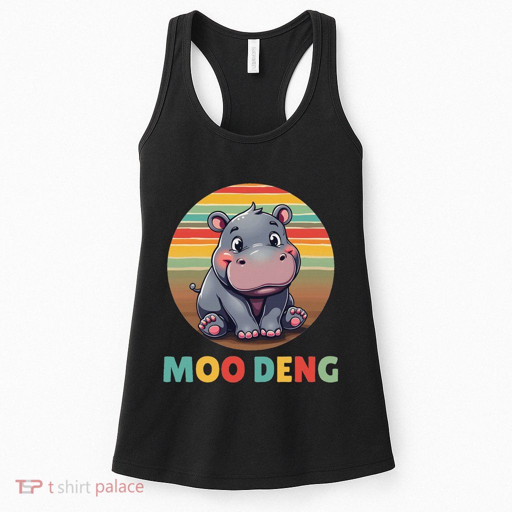Moo Deng Funny Hippopotamus Apparel Baby Hippo Meme Womens Tank Top