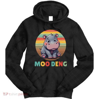 Moo Deng Funny Hippopotamus Apparel Baby Hippo Meme Tie Dye Hoodie