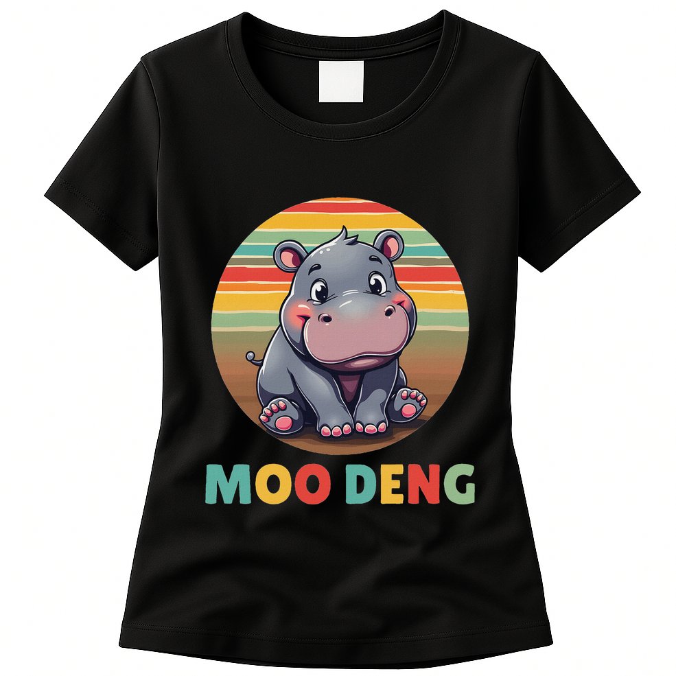 Moo Deng Funny Hippopotamus Apparel Baby Hippo Meme Womens T-Shirt