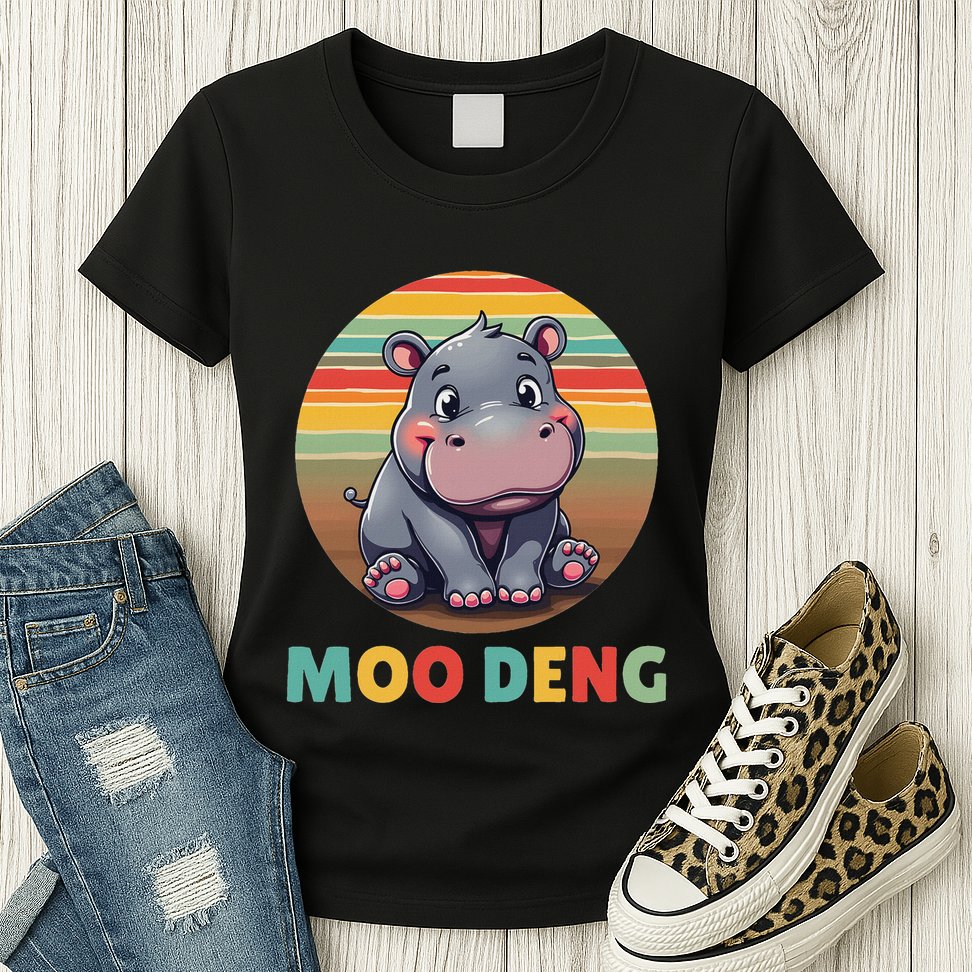 Moo Deng Funny Hippopotamus Apparel Baby Hippo Meme Womens T-Shirt
