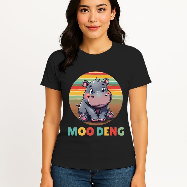Moo Deng Funny Hippopotamus Apparel Baby Hippo Meme Womens T-Shirt