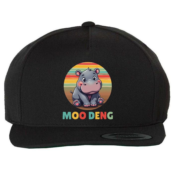 Moo Deng Funny Hippopotamus Apparel Baby Hippo Meme Wool Snapback Cap