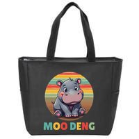 Moo Deng Funny Hippopotamus Apparel Baby Hippo Meme Zip Tote Bag