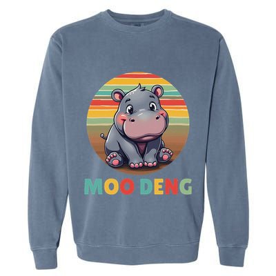 Moo Deng Funny Hippopotamus Apparel Baby Hippo Meme Garment-Dyed Sweatshirt