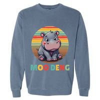 Moo Deng Funny Hippopotamus Apparel Baby Hippo Meme Garment-Dyed Sweatshirt