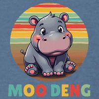 Moo Deng Funny Hippopotamus Apparel Baby Hippo Meme Garment-Dyed Sweatshirt