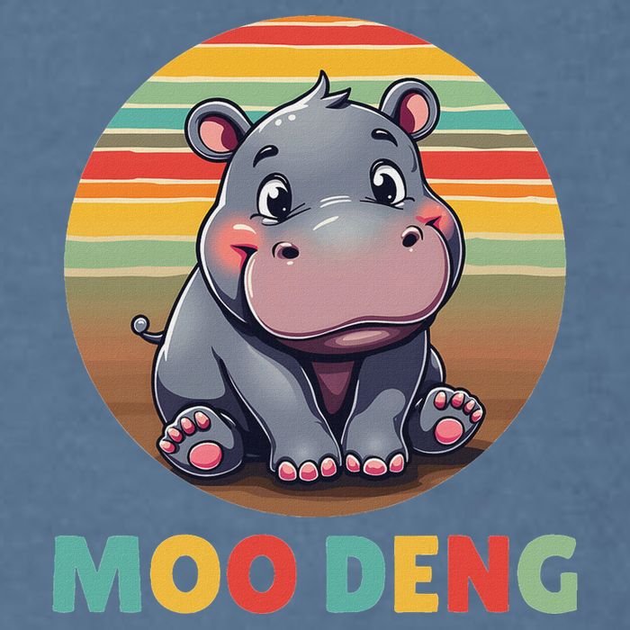 Moo Deng Funny Hippopotamus Apparel Baby Hippo Meme Garment-Dyed Sweatshirt