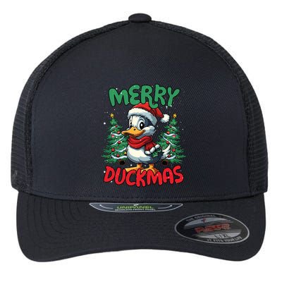 Merry Duckmas Funny Christmas Duck Lover Cool Gift Flexfit Unipanel Trucker Cap