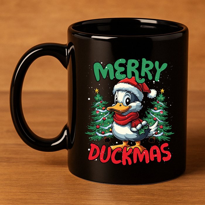 Merry Duckmas Funny Christmas Duck Lover Cool Gift 11oz C Handle Ceramic Mug