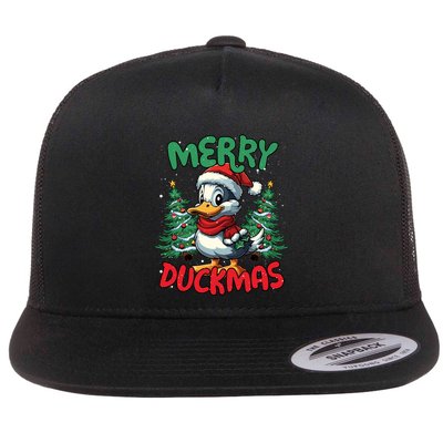 Merry Duckmas Funny Christmas Duck Lover Cool Gift Flatbill Hat