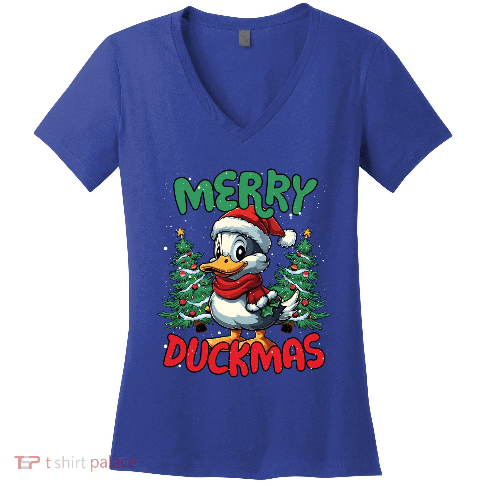 Merry Duckmas Funny Christmas Duck Lover Cool Gift Women's V-Neck T-Shirt