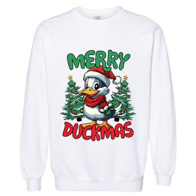 Merry Duckmas Funny Christmas Duck Lover Cool Gift Garment-Dyed Sweatshirt