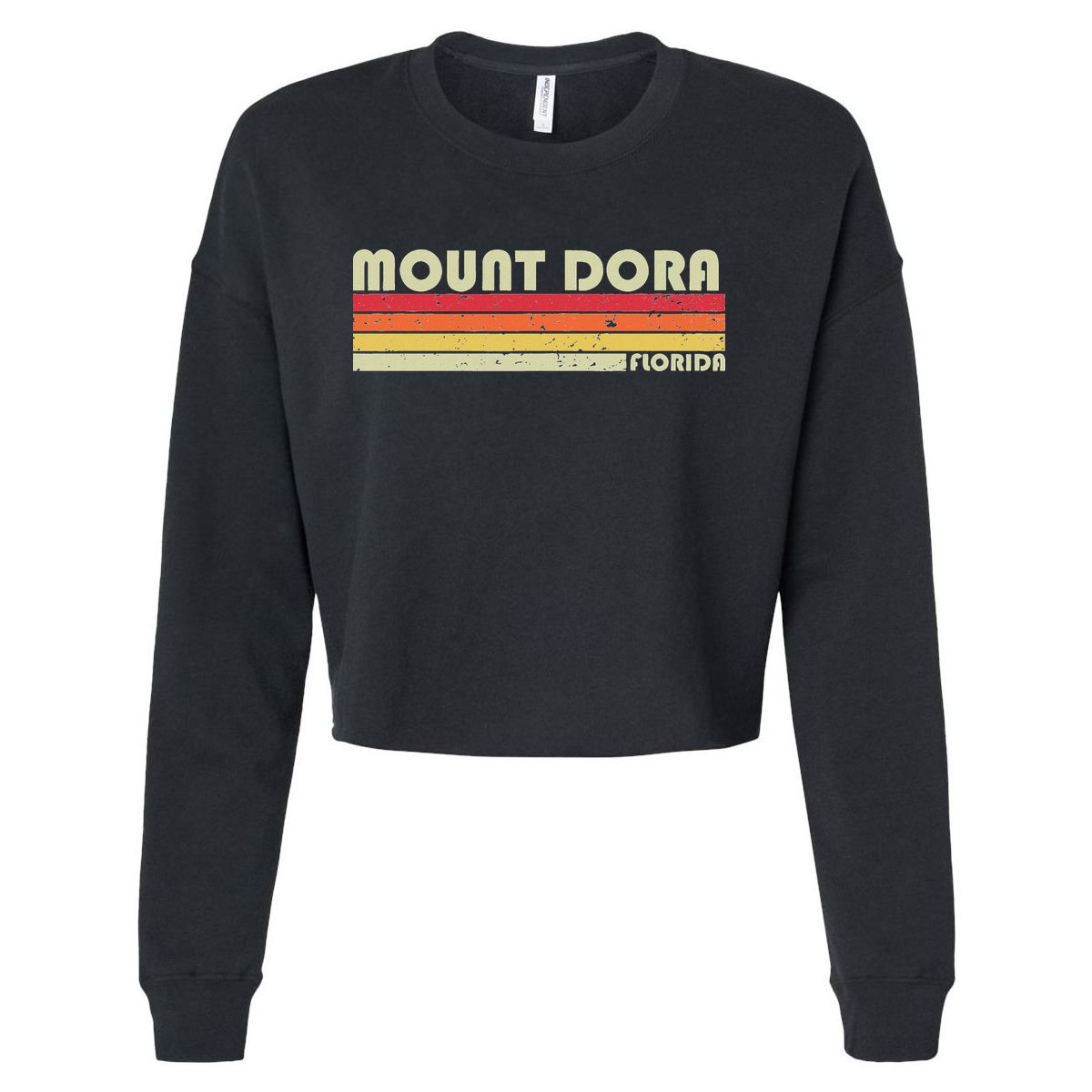 Mount Dora Fl Florida Funny City Home Roots Gift Retro 80s Cropped Pullover Crew