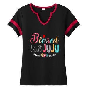 Mothers Day Gift Blessed To Be Called Juju Ladies Halftime Notch Neck Tee